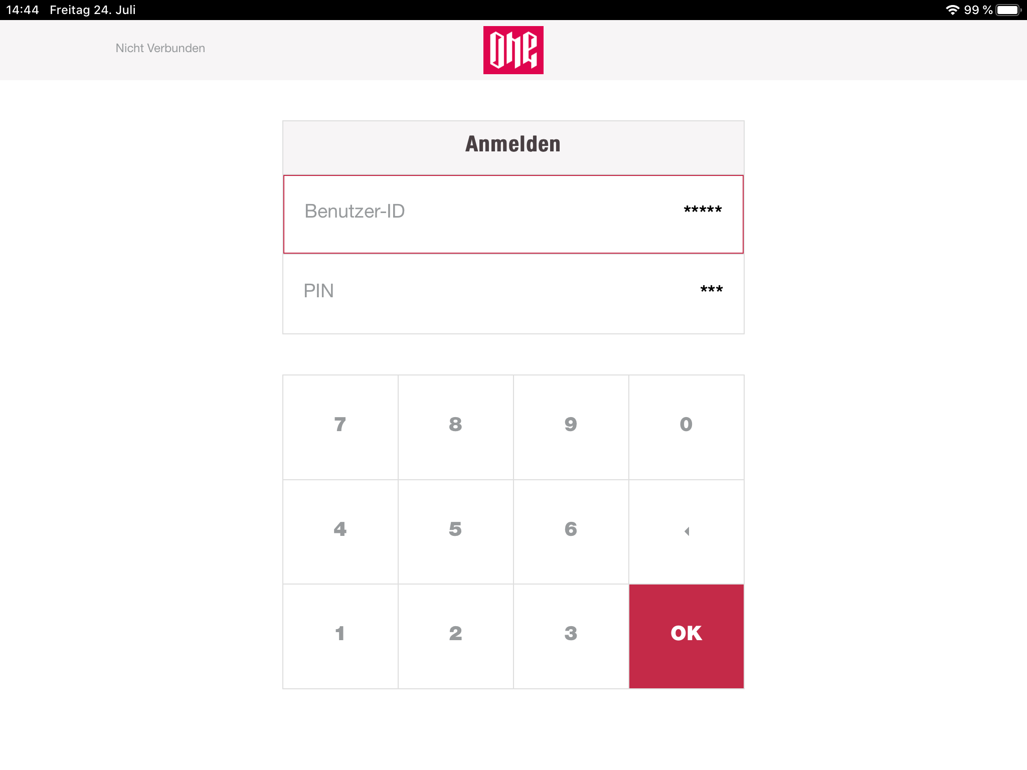 Cashregister login form