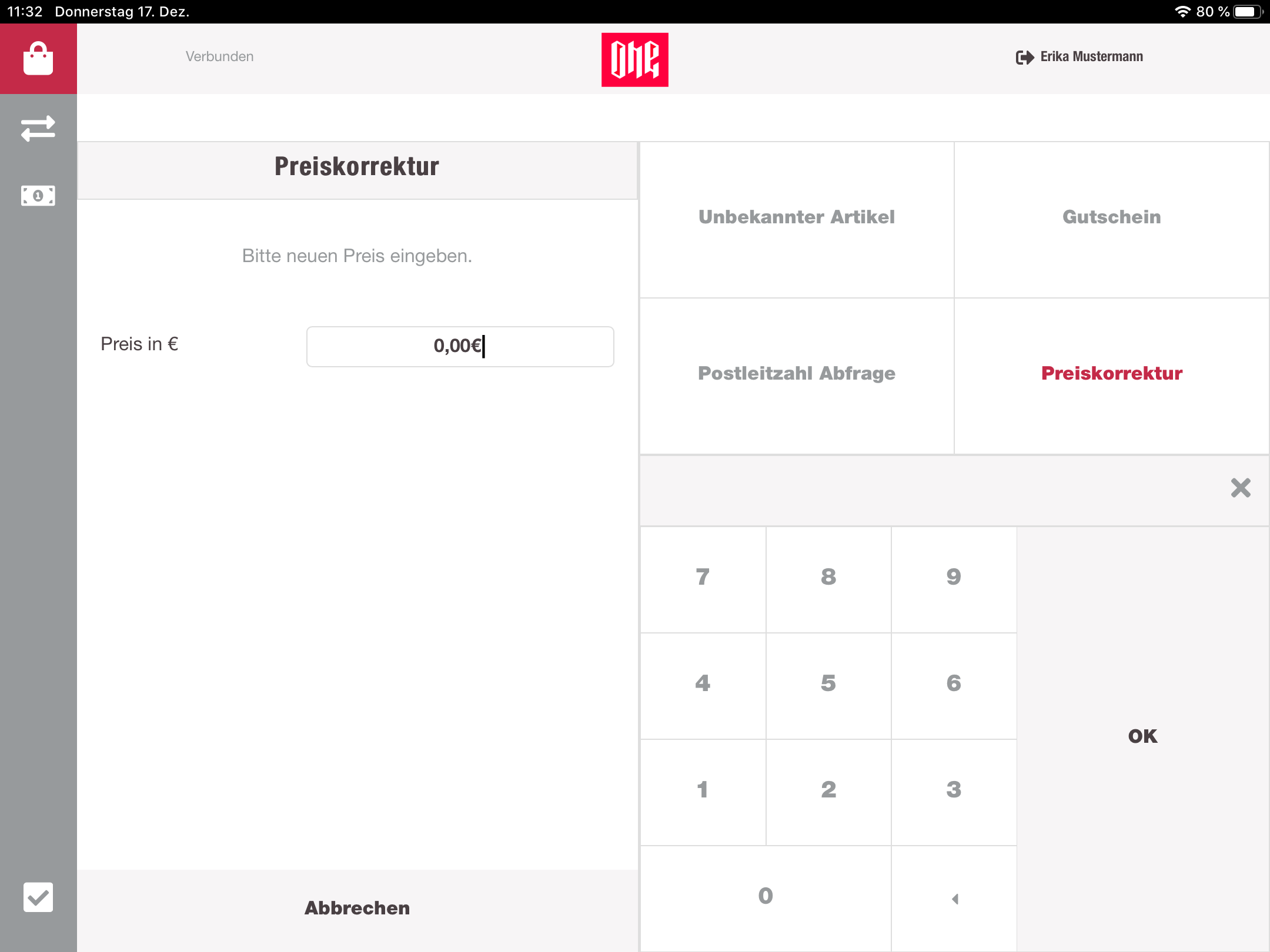 Cashregister cart price correction