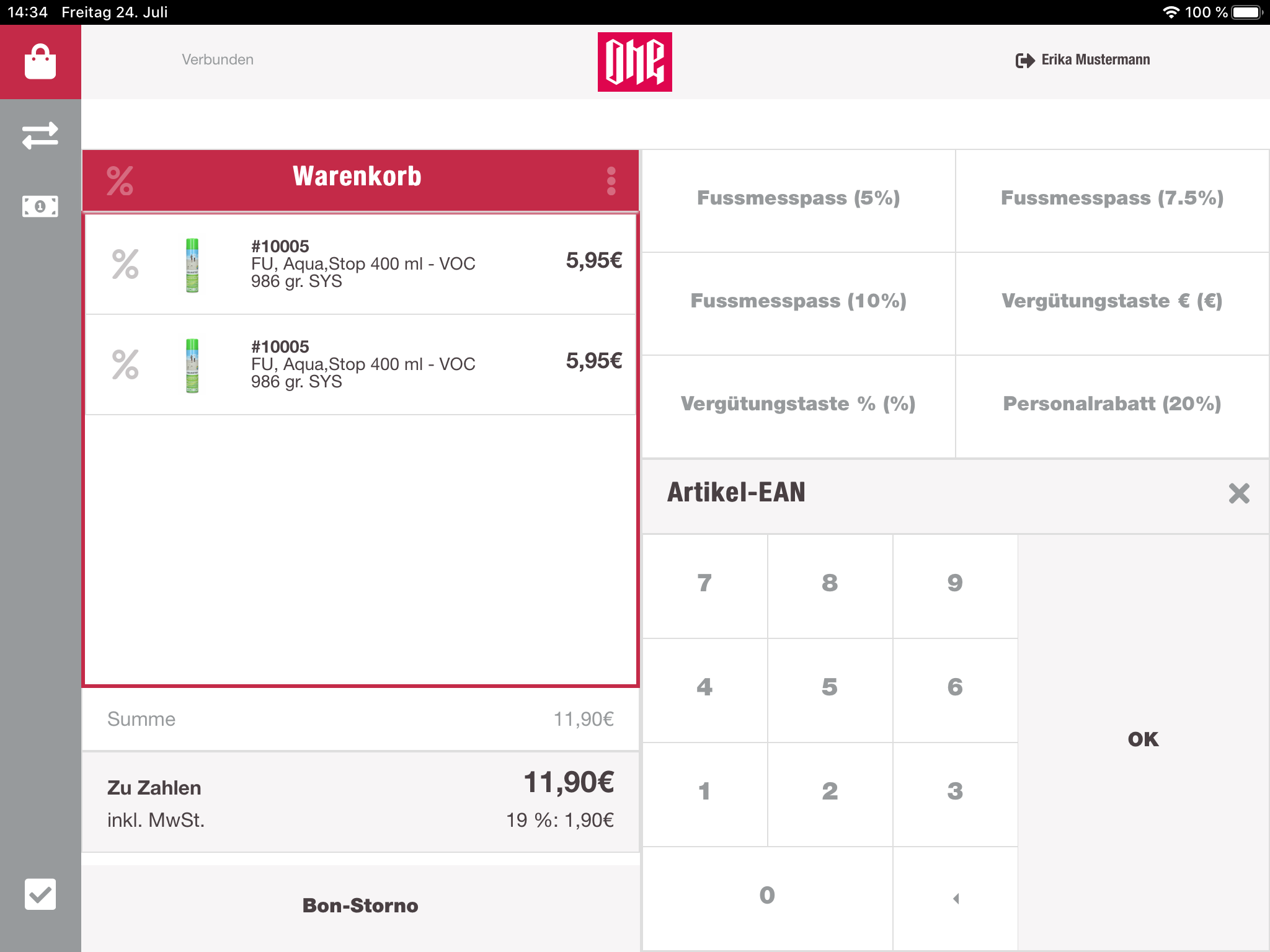 Cashregister cart selected